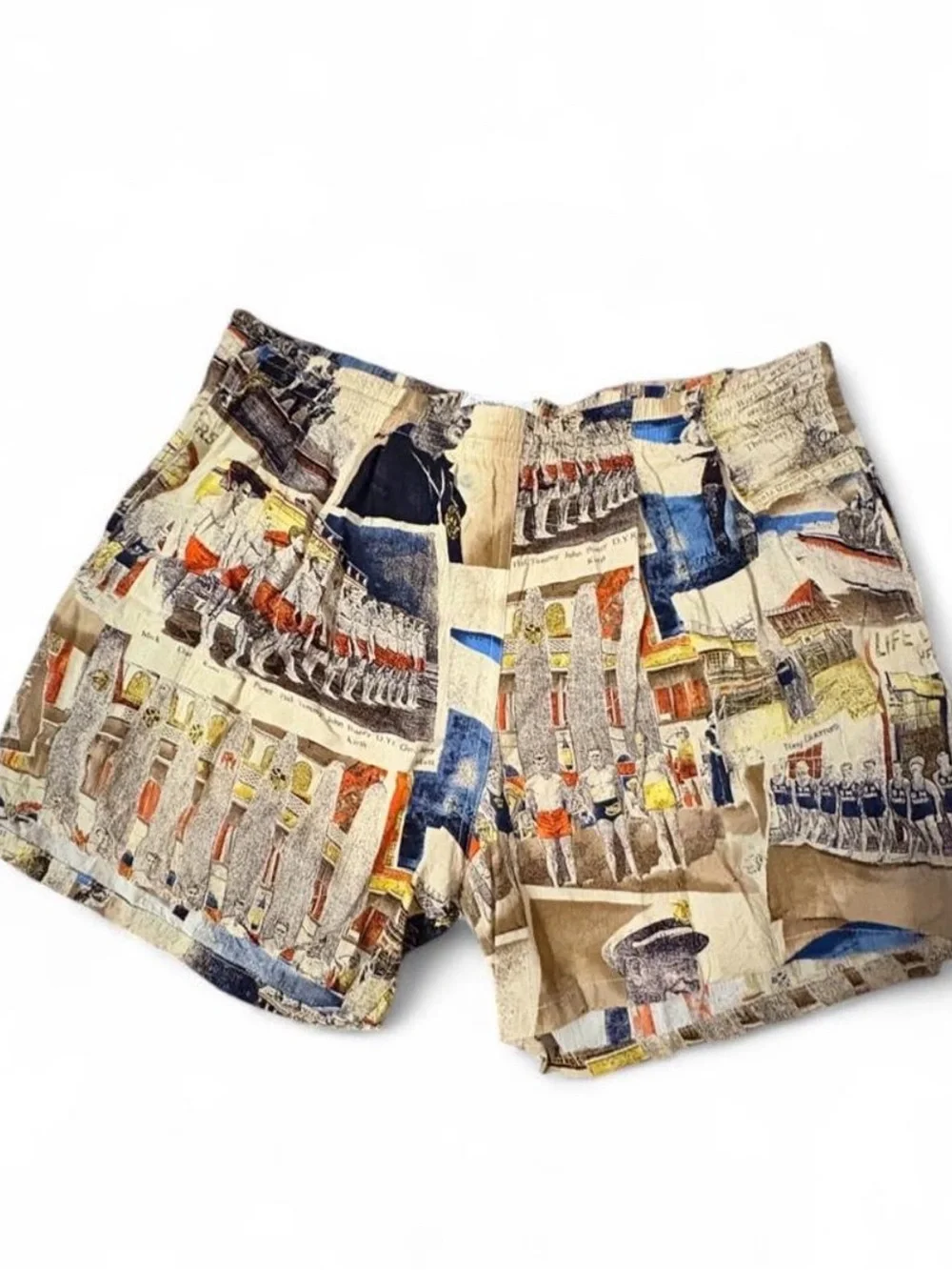 VTG Extremely Rare Jams World Printed Cotton Shorts in Beige Multi